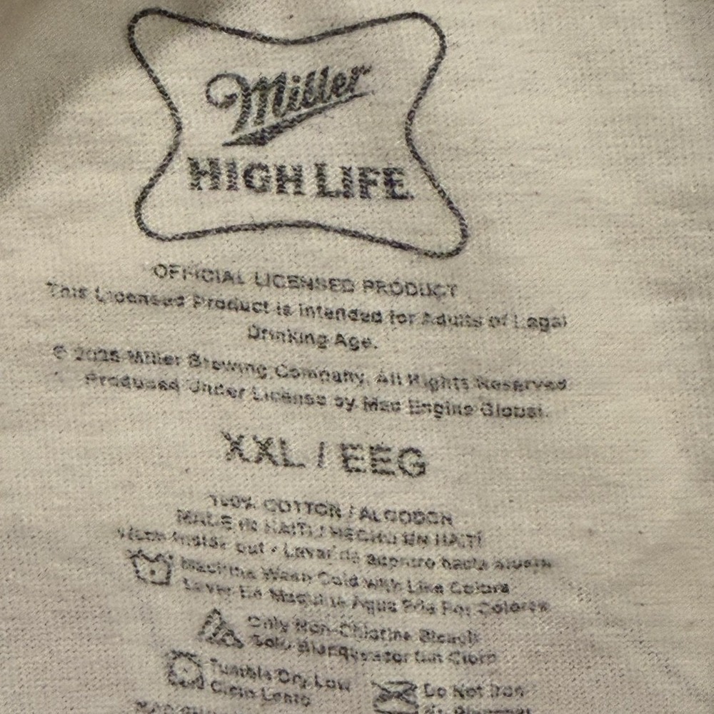 Miller‎ High Life Racing Shirt Mens 2XL Cream Beer Car Graphic Tee NASCAR - Picture 3 of 5